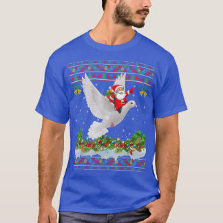 Dove Bird Xmas Pajama Ugly Santa Riding Dove Chris T-Shirt
