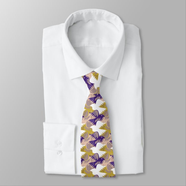 Dove Birds Pattern Tesselation 1 choose colours NT Tie (Tied)
