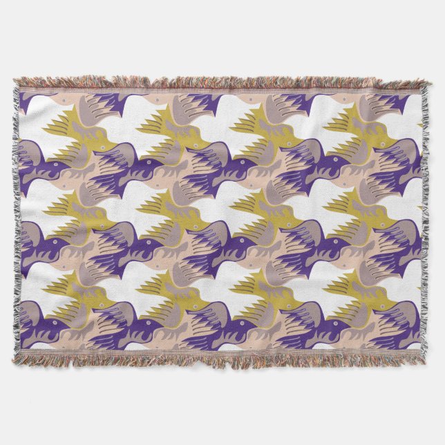 Dove Birds Pattern Tesselation Throw Blanket 4 (Front)
