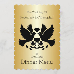 Dove Black And Gold Wedding Menu