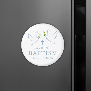 Dove Blue Boy Baptism Guest Favors Keepsake Magnet