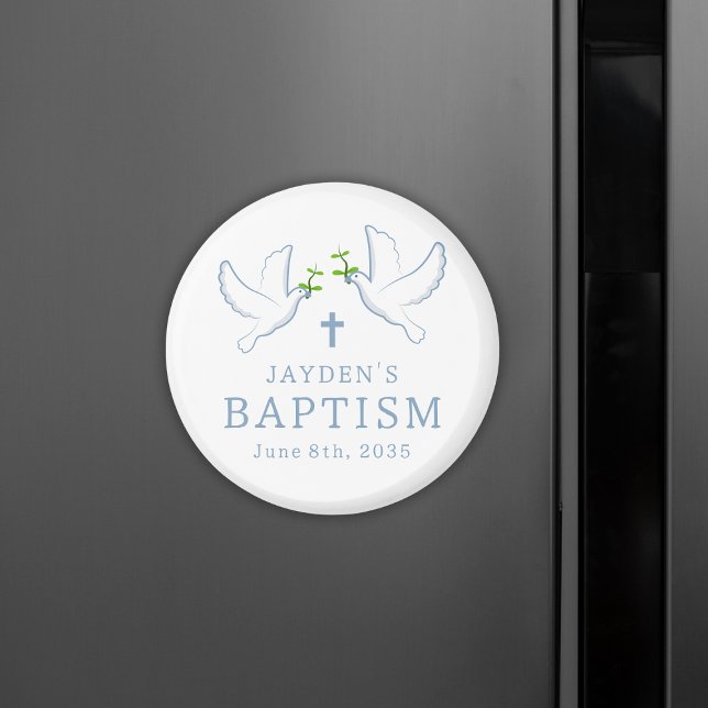 Dove Blue Boy Baptism Guest Favours Keepsake Magnet (Dove Blue Boy Baptism Guest Favors Keepsake Magnet
)