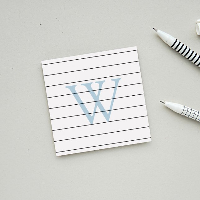 Dove Blue Monogram Lined Post-it Notes (Creator Uploaded)