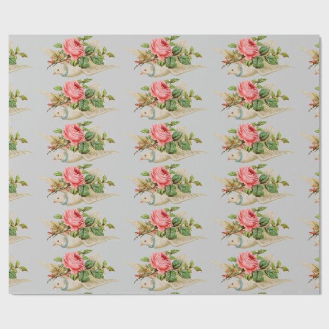 Dove Carrying Rose Wrapping Paper (Flat)