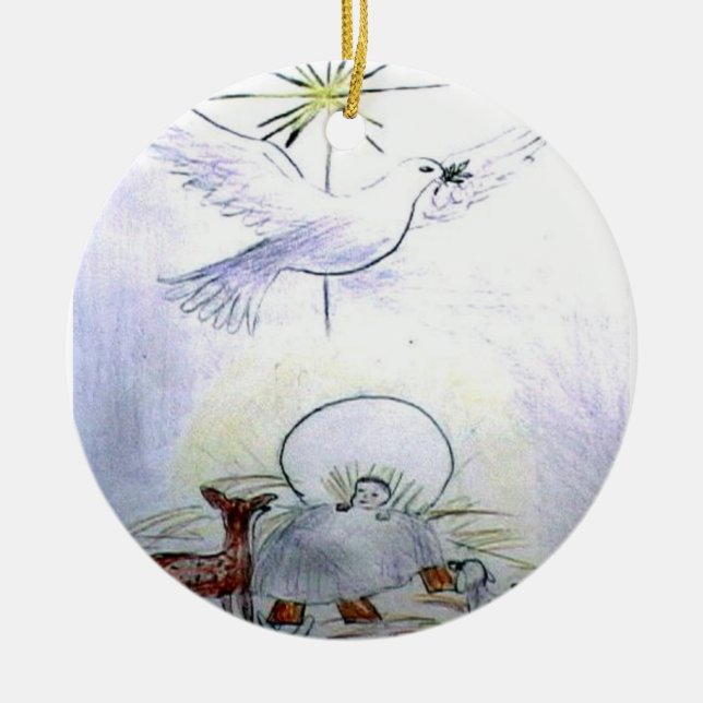 dove child jesus ceramic ornament (Front)