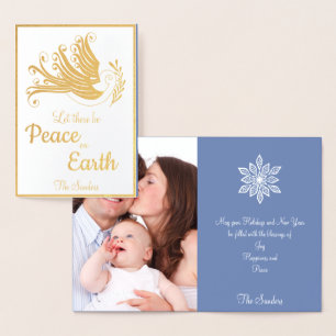 Dove Christmas Card Peace on Earth Photo Gold