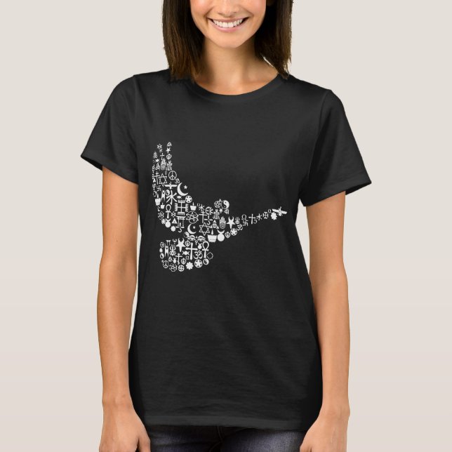 Dove Coexist Peace Symbols Interfaith Collage hips T-Shirt (Front)