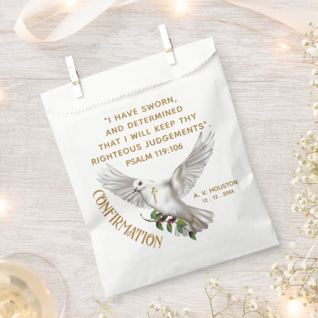 Dove Confirmation Scripture Verse Favour Bag (Clipped)