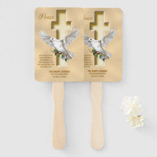 Dove Cross Personalized Scripture Verse Church Hand Fan
