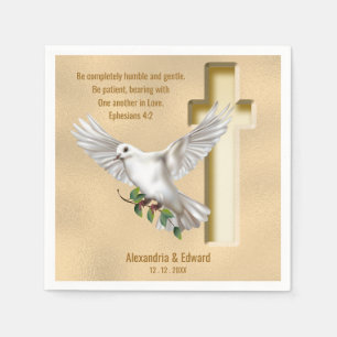 Dove Cross Scripture Verse Ephesians 4:2 Napkin