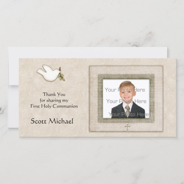 Dove, Cross, Tan, Religious Photo Card (Front)