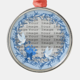 Dove Custom Round Silver Ornament