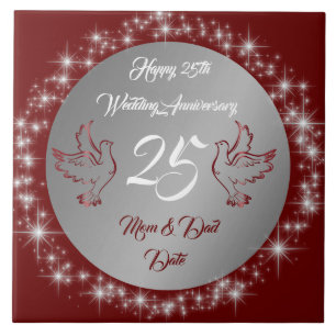 Dove Customize Happy Silver 25th Anniversary Tile