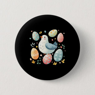 Dove Easter With Easter Eggs; Style Simple Cute Ea 2 Inch Round Button