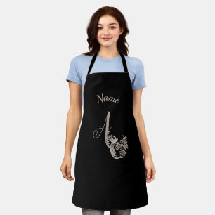 Dove Elegant Monogram Initial A Personalized Apron