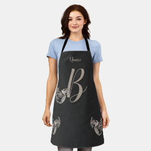Dove Elegant Monogram Initial B Name Apron