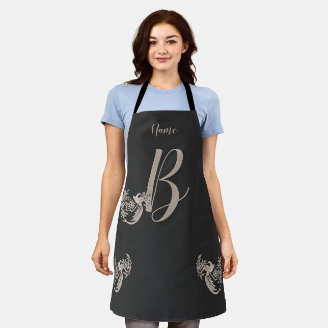 Dove Elegant Monogram Initial B Name Apron (Worn)