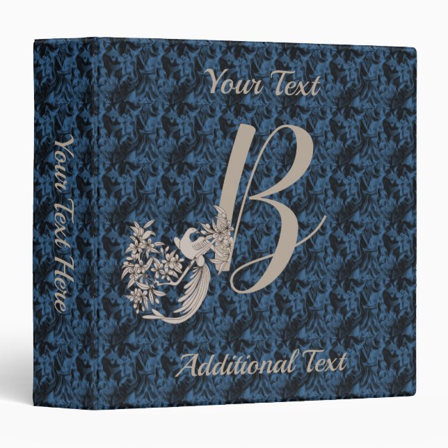 Dove Elegant Monogram Initial B Personalized Binder (Front/Spine)