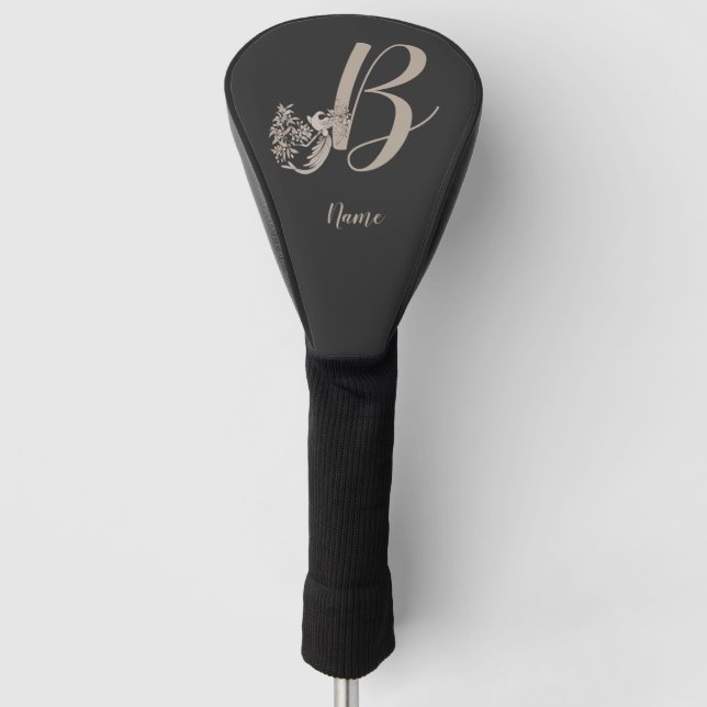 Dove Elegant Monogram Initial B Personalized Golf Head Cover (Front)