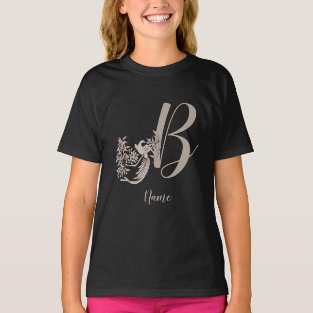 Dove Elegant Monogram Initial B Personalized T-Shirt (Front)