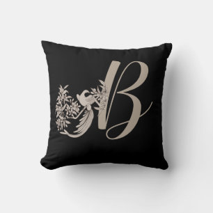 Dove Elegant Monogram Initial B Throw Pillow