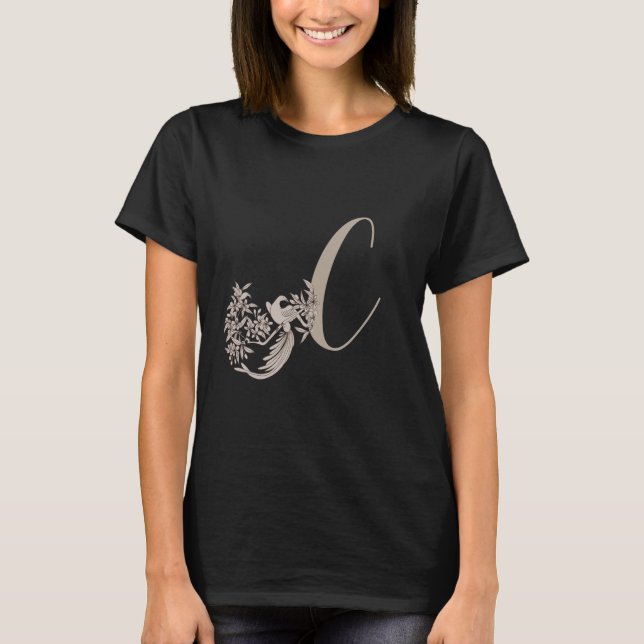 Dove Elegant Monogram Initial C  T-Shirt (Front)