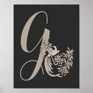Dove Elegant Monogram Initial G Personalized Poster