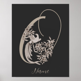 Dove Elegant Monogram Initial O Personalized Poster