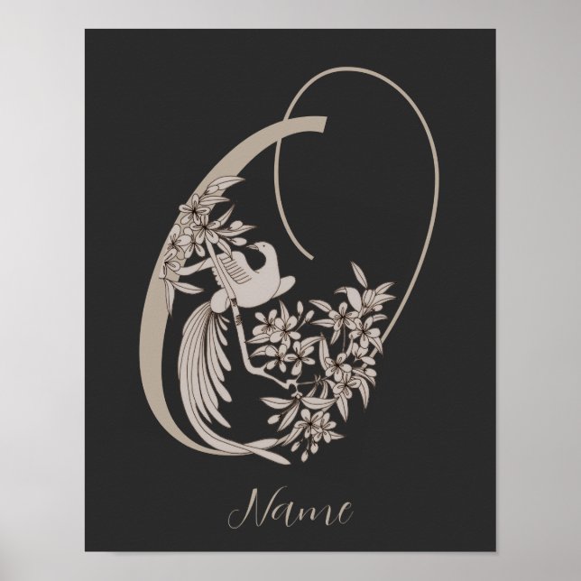 Dove Elegant Monogram Initial O Personalized Poster (Front)