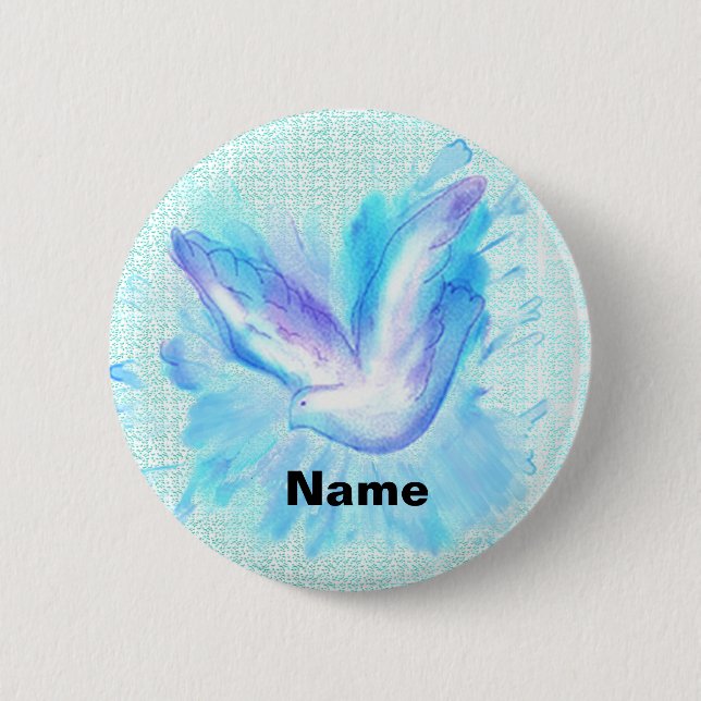Dove Flying 2 Inch Round Button (Front)