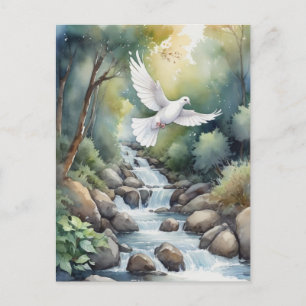 dove flying above stream watercolor #2 postcard