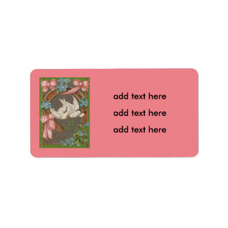 Dove Forget-Me-Nots Horseshoe Four Leaf Clover Label