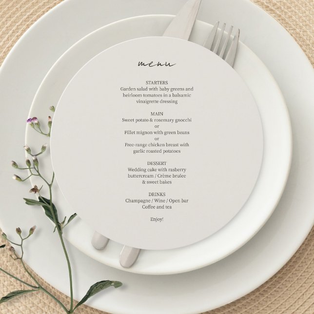 Dove Grey | Chic Custom Minimalist Wedding Menu (Creator Uploaded)