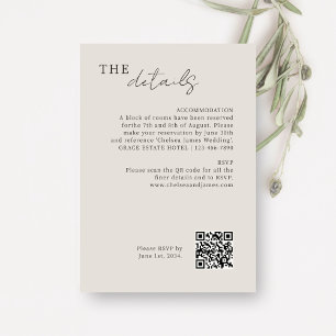 Dove Grey   Chic Minimal Wedding QR Code Enclosure Card