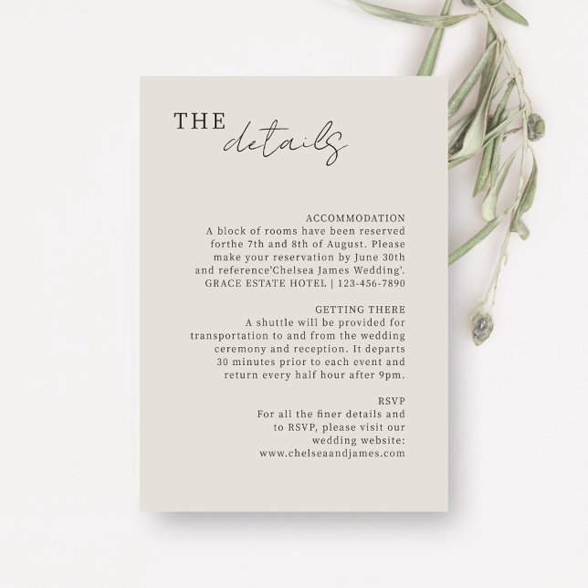 Dove Grey | Chic Minimalist Wedding Details Enclosure Card (Creator Uploaded)
