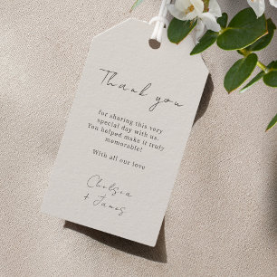 Dove Grey   Chic Script Wedding Thank You  Gift Tags