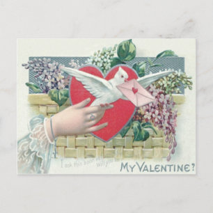 Dove Heart Forget-Me-Not Valentine Holiday Postcard