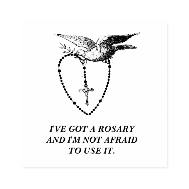 DOVE HOLDING ROSARY CATHOLIC PRAYER VIRGIN MARY RUBBER STAMP (Imprint)