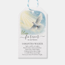 Dove in Sunlight Memorial Funeral Gift Tags 