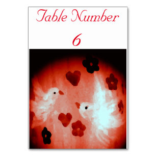 Dove Love Birds Art Table Number
