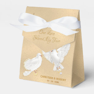 Dove Love Birds Faux Gold Foil Wedding Favor Box