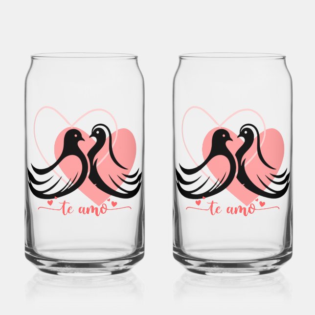 Dove love Drinkware Set Can Glass (Front)