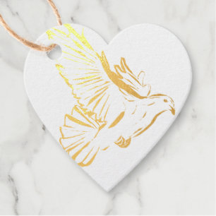 Dove Love Gold Heart Gift Tag