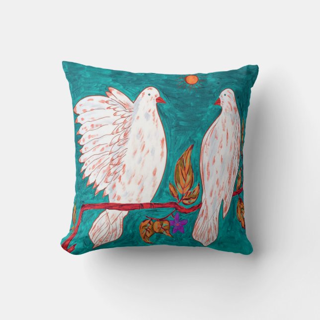 Dove Love Throw Pillow (Front)