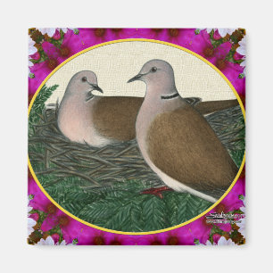 Dove Nest and Flowers Magnet