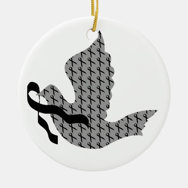 Dove of Hope Black Ribbon - Melanoma Ceramic Ornament (Front)