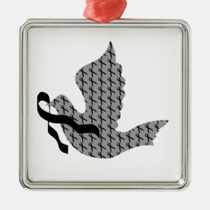 Dove of Hope Black Ribbon - Melanoma Metal Ornament