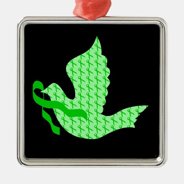 Dove of Hope Green Ribbon - Liver Cancer Metal Ornament (Front)