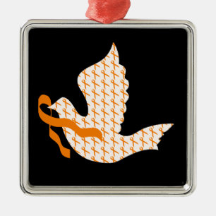 Dove of Hope Orange Ribbon - Leukaemia Metal Ornament