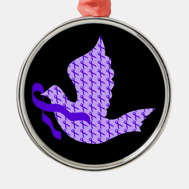 Dove of Hope Purple Ribbon - Alzheimer's Disease Metal Ornament (Front)